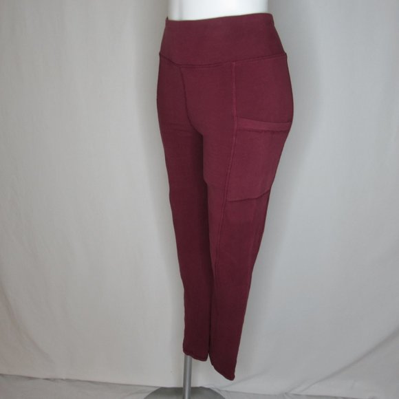 Saturday Sunday Anthropologie Maroon High Rise Stash Pocket Leggings Women's S - Picture 2 of 8